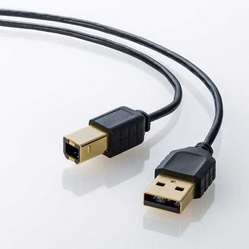 【5個セット】 サンワサプライ 極細USBケーブル (USB2.0 A-Bタイプ) 0.5m ブラック KU20-SL05BKKX5