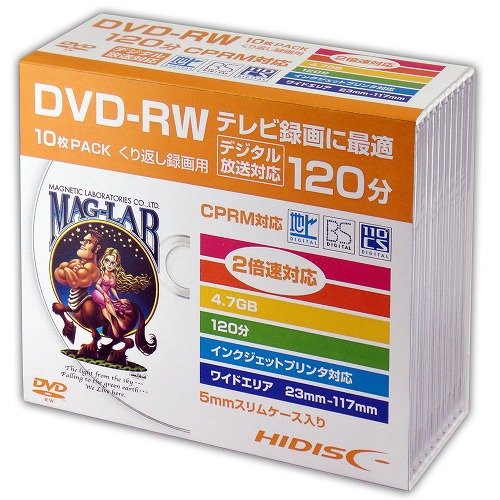【10P×5セット】 HIDISC DVD-RW 録画用5mmスリムケース HDDRW12NCP10SCX5