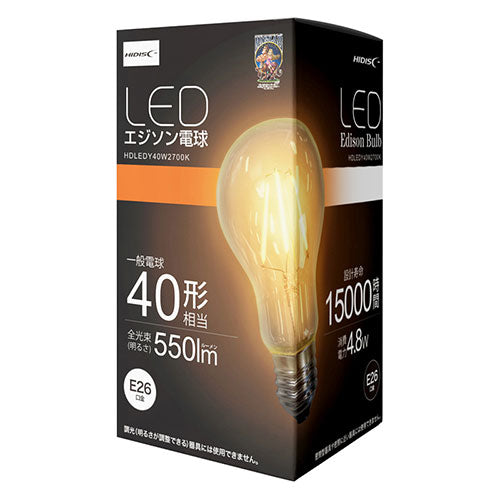 【10個セット】 HIDISC LED電球(エジソン電球40形相当) HDLEDY40W2700KX10