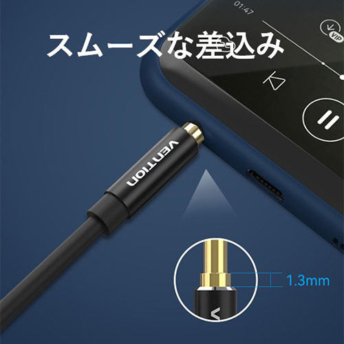 【10個セット】 VENTION 3.5mm Male to Male オーディオケーブル 1m Black アルミニウム合金 BA-4346X10