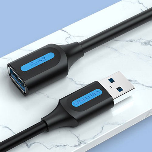 【10個セット】 VENTION USB 3.0 A Male to A Female 延長ケーブル 0.5m PVC Type Black CB-7422X10