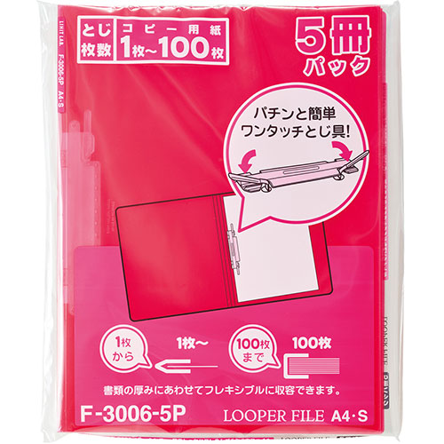 LIHIT LAB. ル-パーファイル5冊パック クリスタルピンク F-3006-5P-CRP