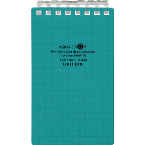 LIHIT LAB. AQUA DROPs ツイストリング ノート メモ 青緑 N-1661-28-BG