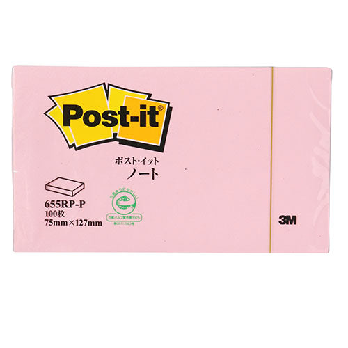 3M Post-it ポストイット 再生紙 ノート ピンク 3M-655RP-P