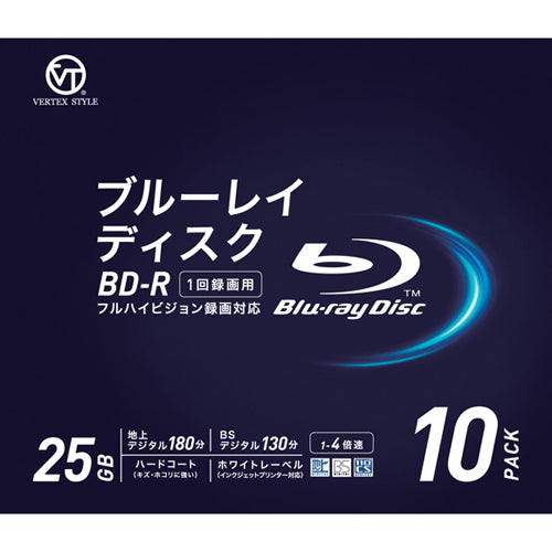 VERTEX BD-R 1回録画用 地上デジタル約180分 1-4倍速 10P インクジェットプリンタ対応 BDR-25DVX.10V4