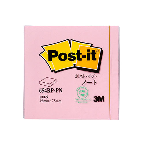 3M Post-it ポストイット 再生紙 ノート ピンク 3M-654RP-PN