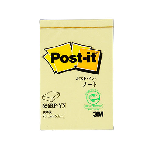 3M Post-it ポストイット 再生紙 ノート イエロー 3M-656RP-YN