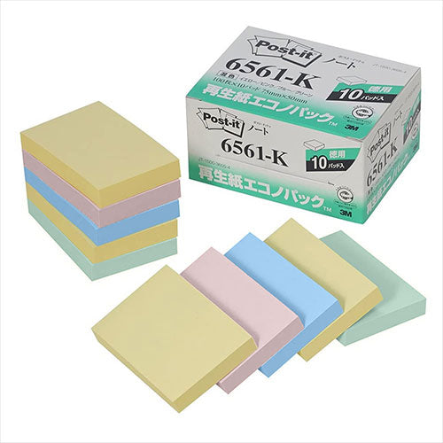 3M Post-it ポストイット 再生紙エコノパック ノート 3M-6561-K