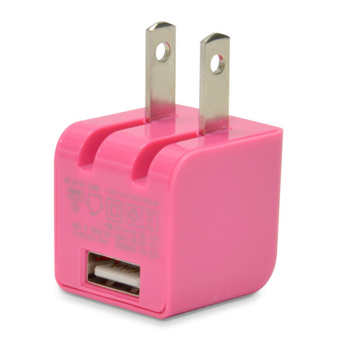 JTT 1A出力 クラス最小ミニサイズUSB充電器 cubeタイプ110 ピンク CUBEAC110PK