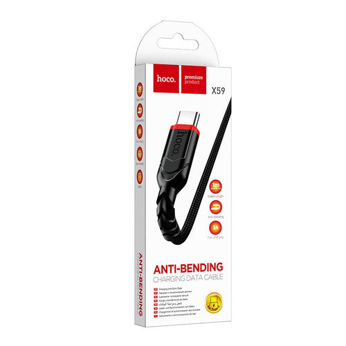 JTT hoco X59 ANTI-BENDING Type-Cケーブル ブラック X59-ANTBTC-BK