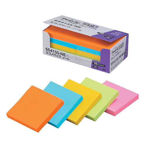 3M Post-it ポストイット 強粘着エコノパック ノート 混色 3M-6541SS-NE