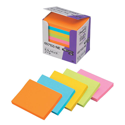 3M Post-it ポストイット エコノパック 強粘着ノート 5色混色 3M-6571SS-NE