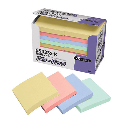 3M Post-it ポストイット パワーパック 強粘着ノート パステルカラー 3M-6542SS-K