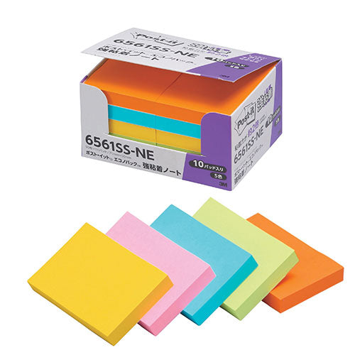 3M Post-it ポストイット エコノパック 強粘着ノート ネオンカラー 混色 3M-6561SS-NE