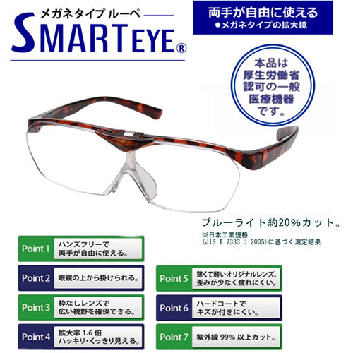 エニックス SMARTEYE メガネタイプルーペ 1.6倍 跳ね上げタイプ 0002se-103