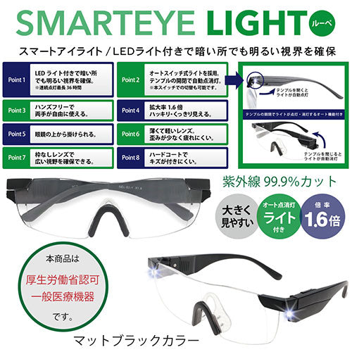 エニックス SMARTEYE LIGHT メガネタイプルーペ 1.6倍 LEDライト 0004se-301