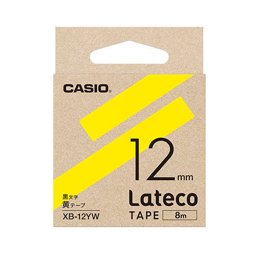 カシオ計算機 Lateco 詰め替え用テープ 12mm 黄テープ 黒文字 XB-12YW