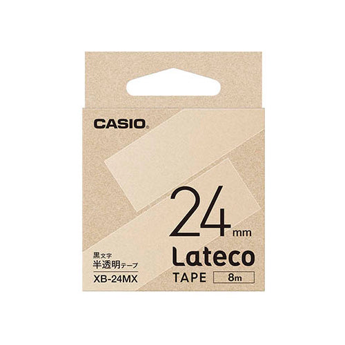 カシオ計算機 Lateco専用詰替用テープ/半透明に黒文字/24mm XB-24MX