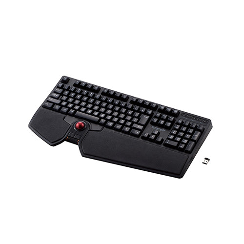 エレコム ワイヤレスフルキーボード/メンブレン式/メカニカルライク/トラックボール付/リストレスト付/USBハブ付/ハードウェアマクロ対応/ブラック TK-TB01DMBK