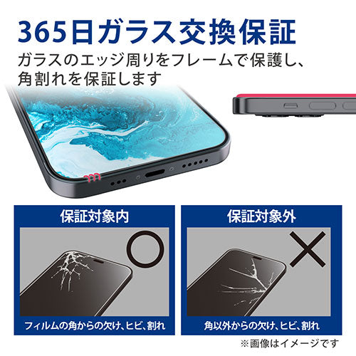 エレコム iPhone 13 mini ガラスフィルム フレーム付き ブルーライトカット PM-A21AFLGFBL