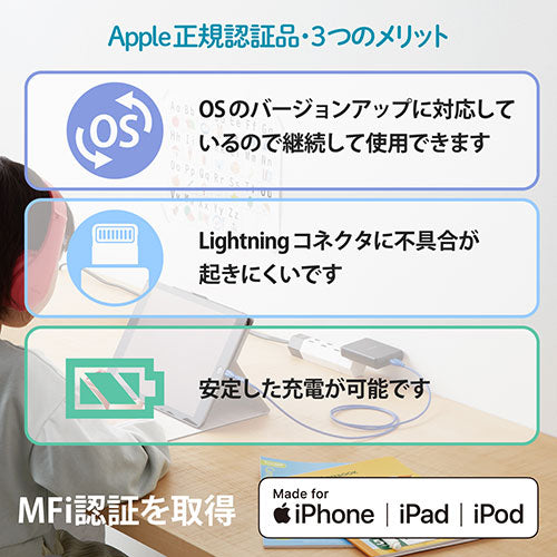 エレコム イージーグリップLightningケーブル MPA-UALPSE10BU