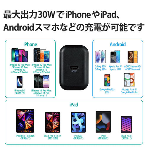 エレコム USB Power Delivery 30W AC充電器(C×1) MPA-ACCP26BK