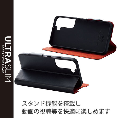 エレコム Galaxy S22 ソフトレザーケース 薄型 磁石付き PM-G221PLFUBK