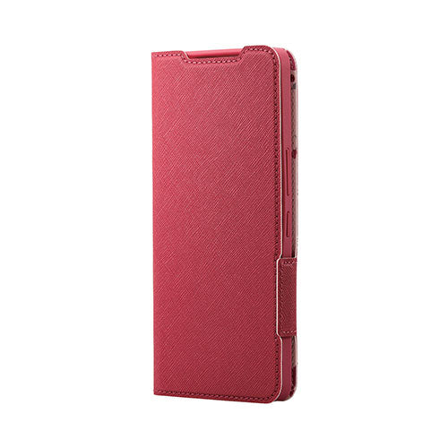エレコム AQUOS R7(SH-52C)/レザーケース/手帳型/UltraSlim/Flowers/薄型/磁石付き/ディープピンク PM-S222PLFUJPND