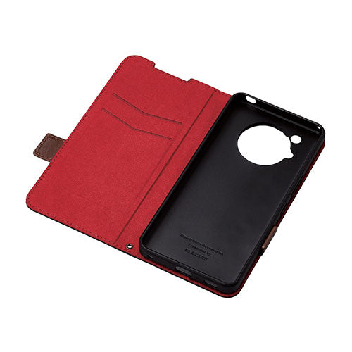 エレコム AQUOS R7(SH-52C)/レザーケース/手帳型/ステッチ/耐衝撃/磁石付き/ブラック PM-S222PLFYBK