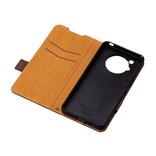 エレコム AQUOS R7(SH-52C)/レザーケース/手帳型/ステッチ/耐衝撃/磁石付き/ネイビー PM-S222PLFYNV