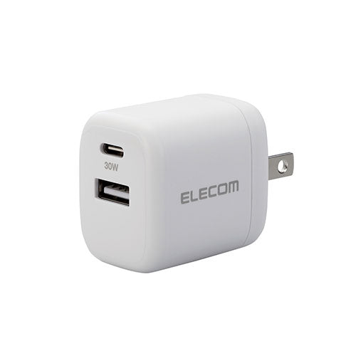 エレコム AC充電器/USB充電器/USB Power Delivery準拠/30W/USB-C1ポート/USB-A1ポート/スイングプラグ/ホワイト MPA-ACCP30WH