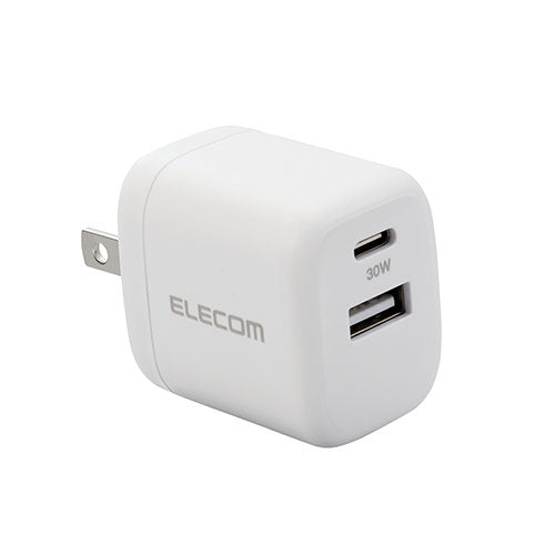 エレコム AC充電器/USB充電器/USB Power Delivery準拠/30W/USB-C1ポート/USB-A1ポート/スイングプラグ/ホワイト MPA-ACCP30WH