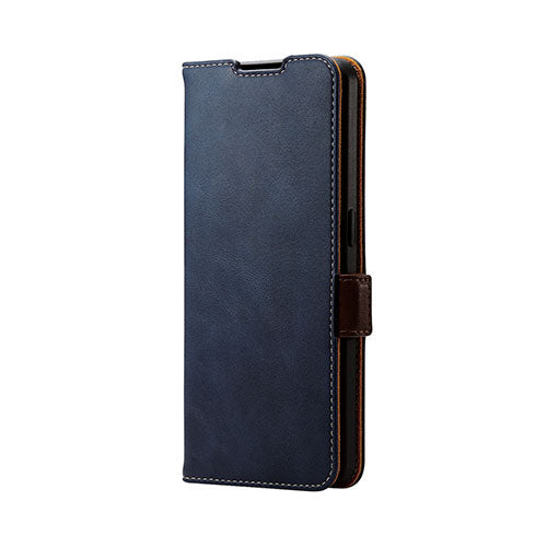 エレコム OPPO Reno7 A(OPG04)/レザーケース/手帳型/ステッチ/耐衝撃/磁石付き/ネイビー PM-O221PLFYNV