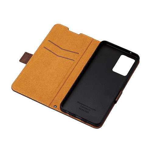 エレコム OPPO Reno7 A(OPG04)/レザーケース/手帳型/ステッチ/耐衝撃/磁石付き/ネイビー PM-O221PLFYNV