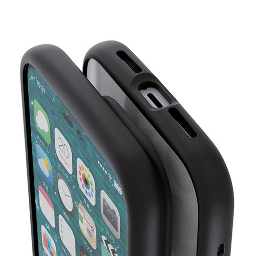 エレコム iPhone 14 Pro TOUGH SLIM LITE フレームカラー 背面ガラス PM-A22CTSLFCGBK
