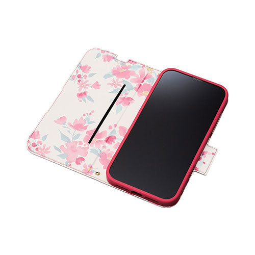 エレコム iPhone 14 Pro Max ソフトレザーケース 薄型 磁石付 フラワーズ PM-A22DPLFUJPND