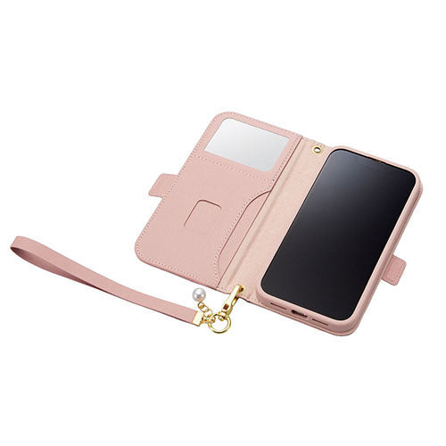 エレコム iPhone 14 ソフトレザーケース キルティング 磁石付 ハンドストラップ付 PM-A22APLFJM4PD