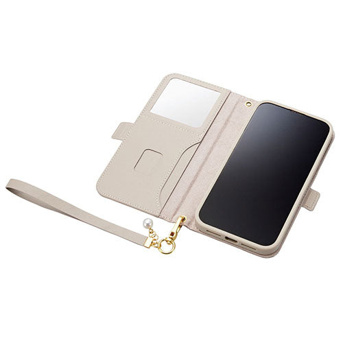エレコム iPhone 14 Pro Max ソフトレザーケース キルティング 磁石付 ハンドストラップ付 PM-A22DPLFJM4GY