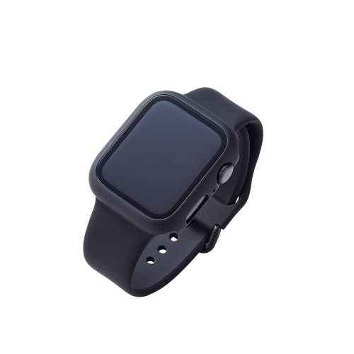 エレコム Apple Watch 44mm用フルカバーケース プレミアムゴリラガラス 高透明 AW-20MFCGOBK