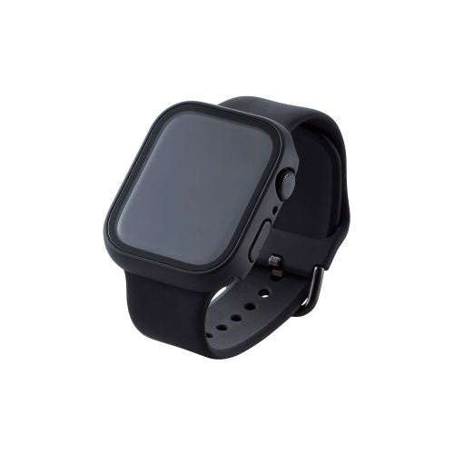 エレコム Apple Watch 45mm用フルカバーケース プレミアムゴリラガラス 高透明 AW-22AFCGOBK