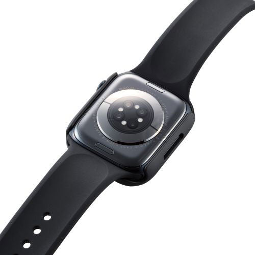 エレコム Apple Watch 45mm用フルカバーケース プレミアムゴリラガラス 高透明 AW-22AFCGOBK