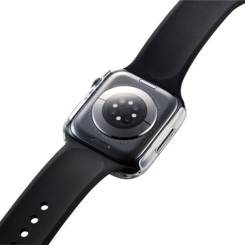 エレコム Apple Watch 45mm用フルカバーケース プレミアムゴリラガラス 高透明 AW-22AFCGOCR