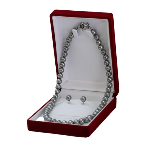 Pure パール 真珠 ネックレス ピアス レディース アクセサリー 貝パール 白 ホワイト キスカ グレー 42cm 8mm 慶弔 兼用 フォーマル 結婚式 冠婚葬祭 葬式 葬儀 0005npsc-004gy