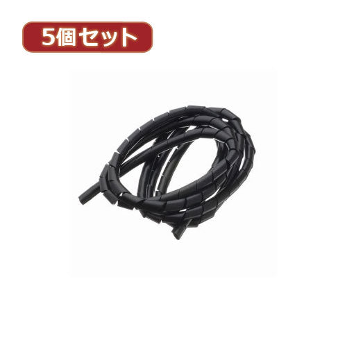 YAZAWA 5個セットまとめるチューブ 内径:6mm 黒 1.5m  FCT6KX5