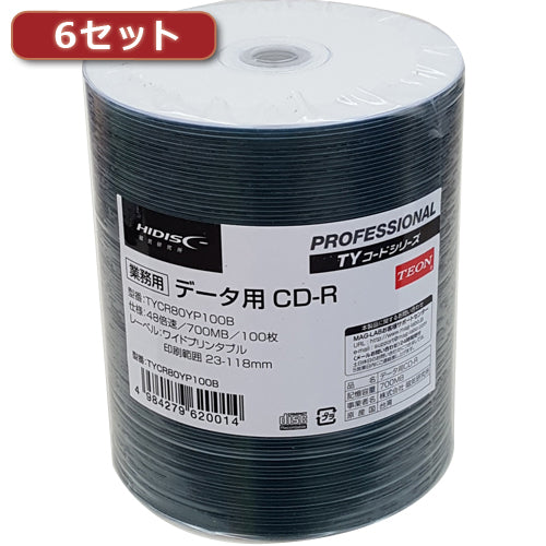 600枚セット(100枚X6個) HI DISC CD-R(データ用)高品質  TYCR80YP100BX6