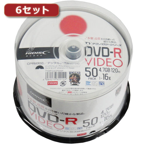 300枚セット(50枚X6個) HI DISC DVD-R(録画用)高品質 TYDR12JCP50SPX6