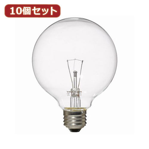 YAZAWA 10個セット ボール電球60W形クリア　GC100V57W95X10