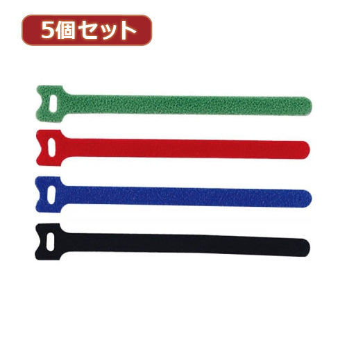 YAZAWA 5個セットワンタッチケーブルバンド 125mm 4本入  FWN125X5