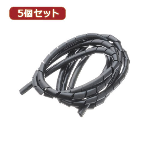 YAZAWA 5個セットまとめるチューブ 内径:12mm 黒 1.5m  FCT12KX5