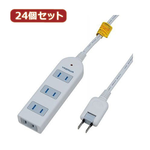 YAZAWA 24個セット 雷ガード付延長コード・タップ4個口 Y02KS402WHX24